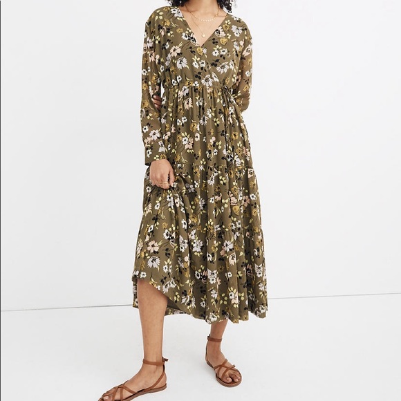 Madewell Cinch-Waist Tiered Midi Dress - Picture 1 of 4